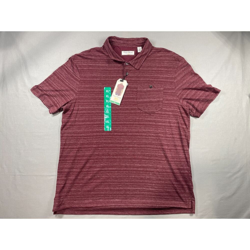 English Laundry Men's Burgundy Short Sleeve Polo Casual Pocket T-Shirt Size XL